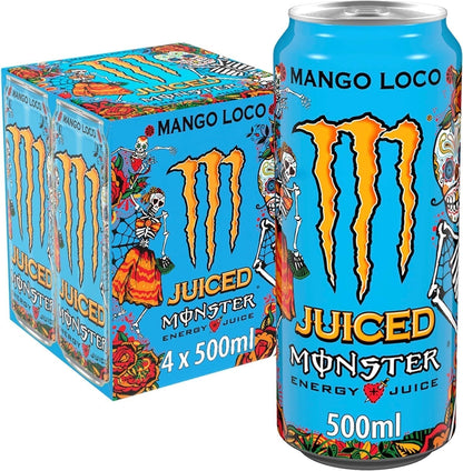 Monster bebida energética mango loco | Pack 4 latas 500ml